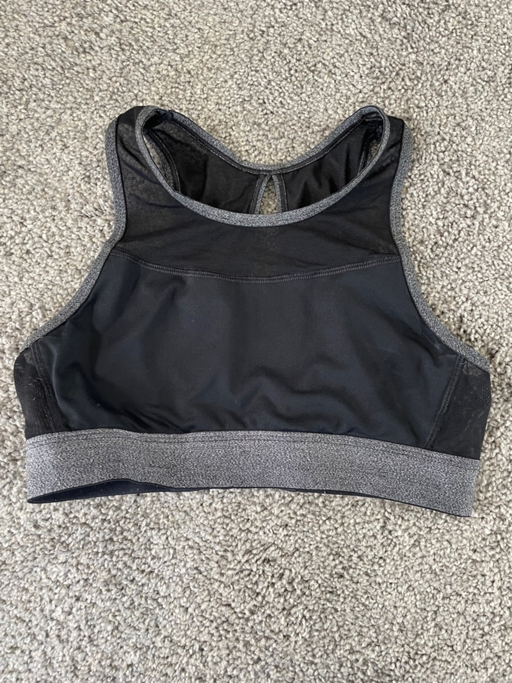aerie Black Sports Bralette with Gray Heather Band